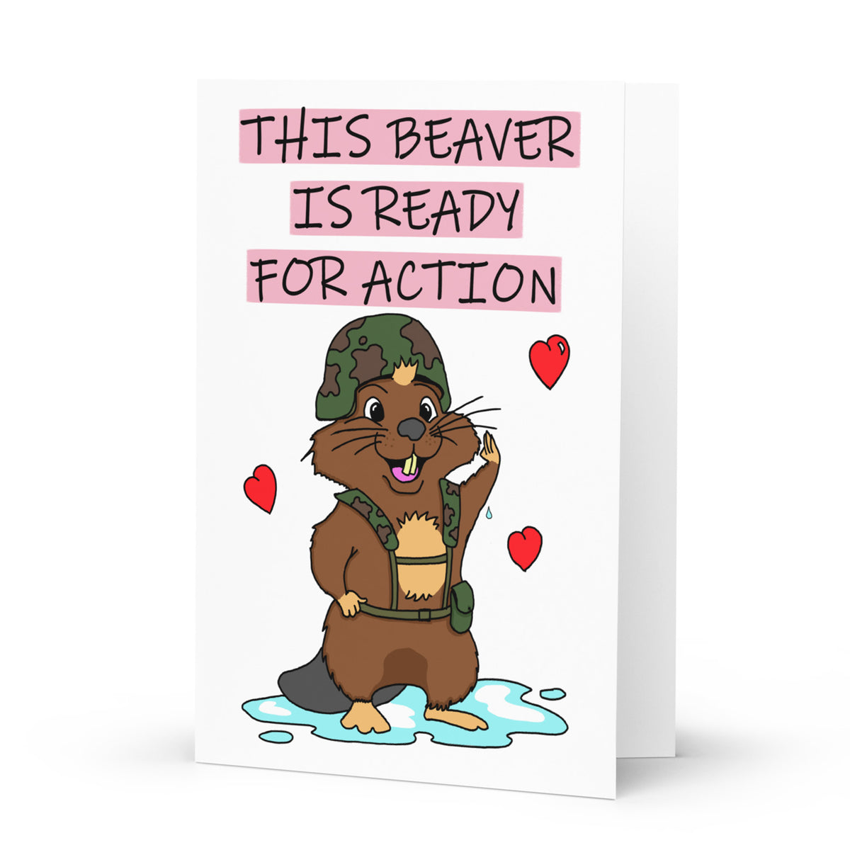 Beaver Message Beaver Ready For Action Greetings Card – Dicky Doodles